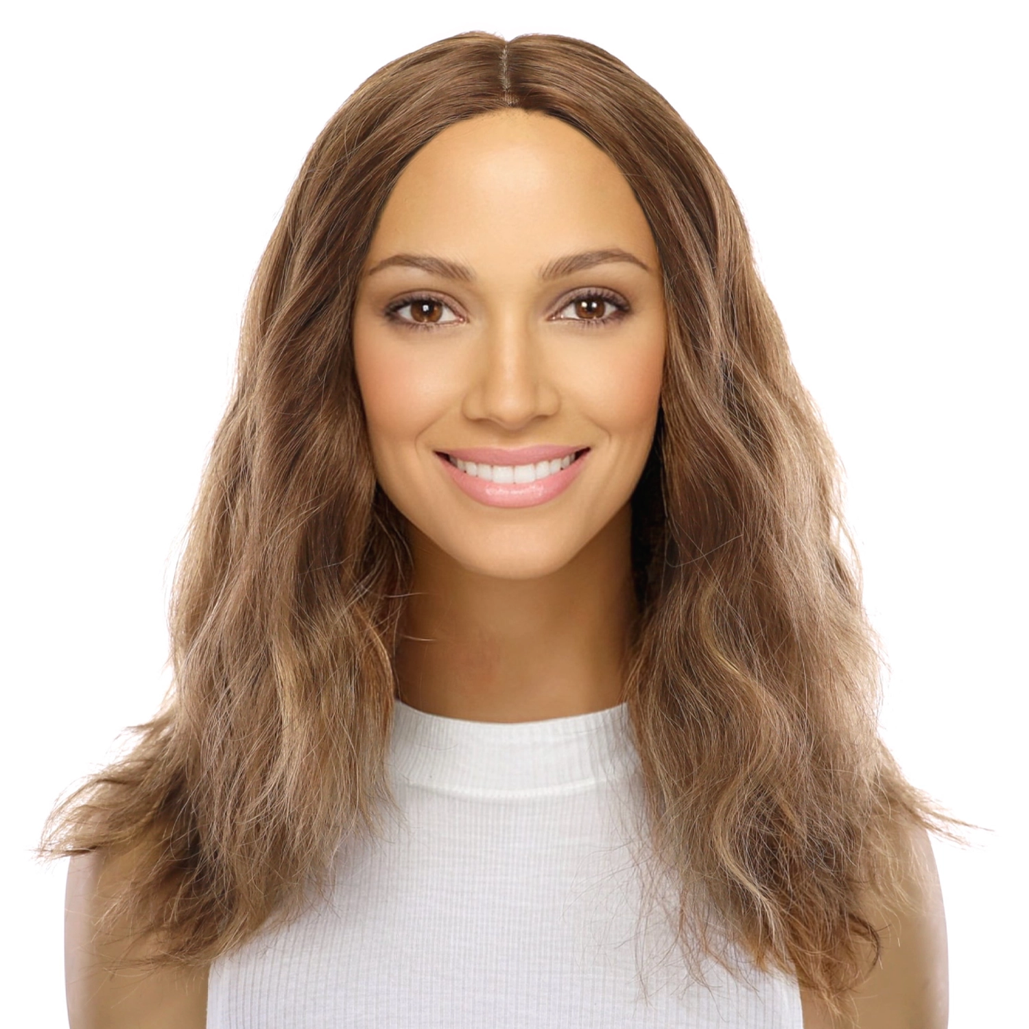 16" Ponytail Silk Part Wig Light Brown Babylight Wavy