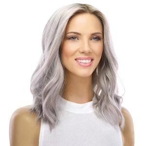 16" Ponytail Silk Part Wig Silver Smoke