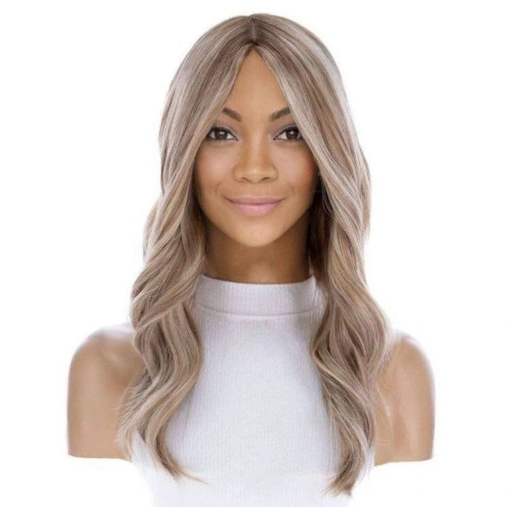 22" Ponytail Silk Part Wig Ash Blonde