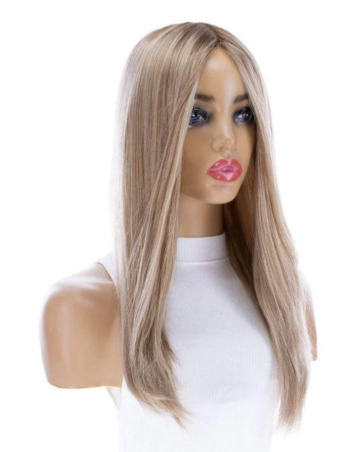 22" Ponytail Silk Part Wig Ash Blonde