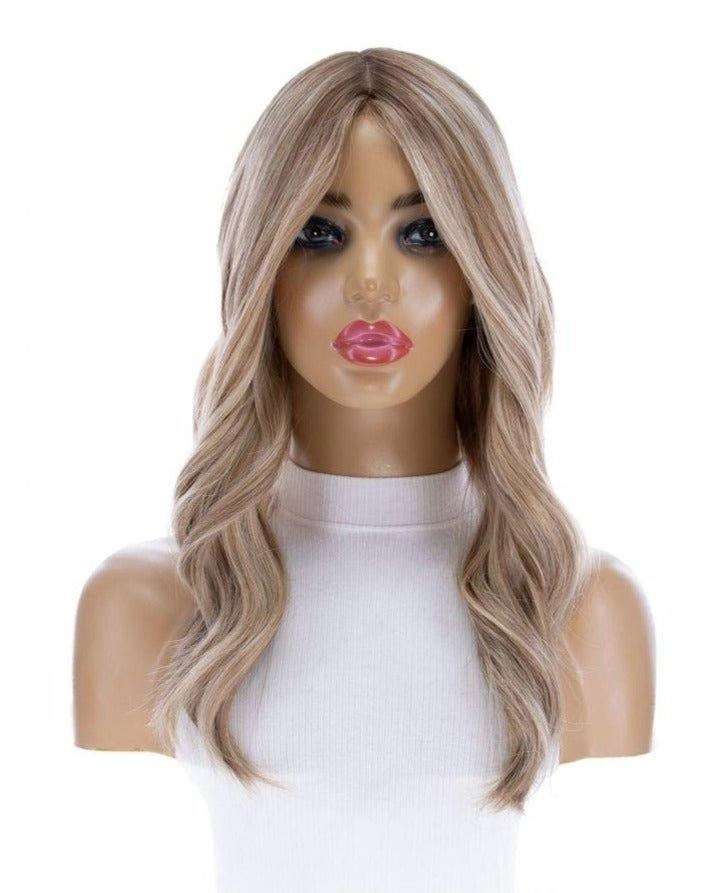 22" Ponytail Silk Part Wig Ash Blonde
