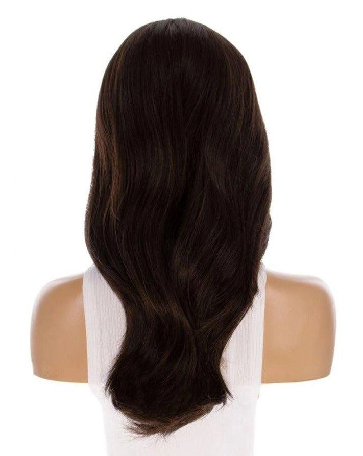 22" Ponytail Silk Part Wig Dark Brown