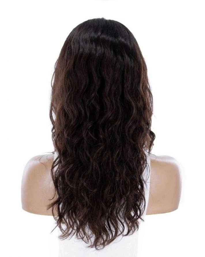 22" Ponytail Silk Part Wig Dark Brown