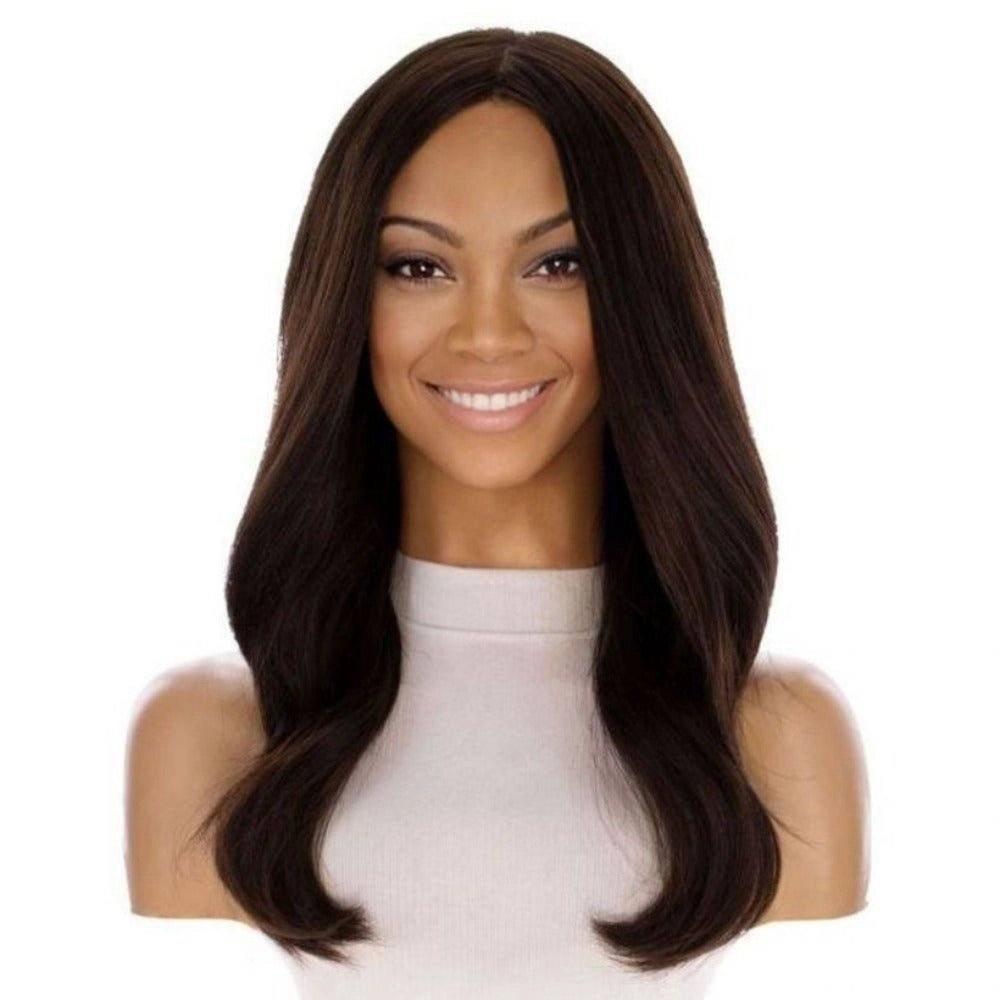 22" Ponytail Silk Part Wig Dark Brown