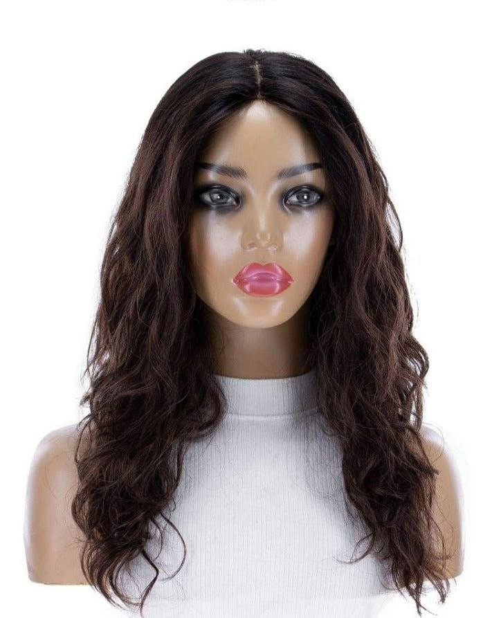 22" Ponytail Silk Part Wig Dark Brown