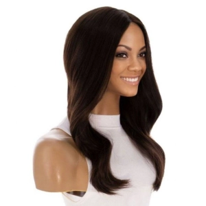 22" Ponytail Silk Part Wig Dark Brown