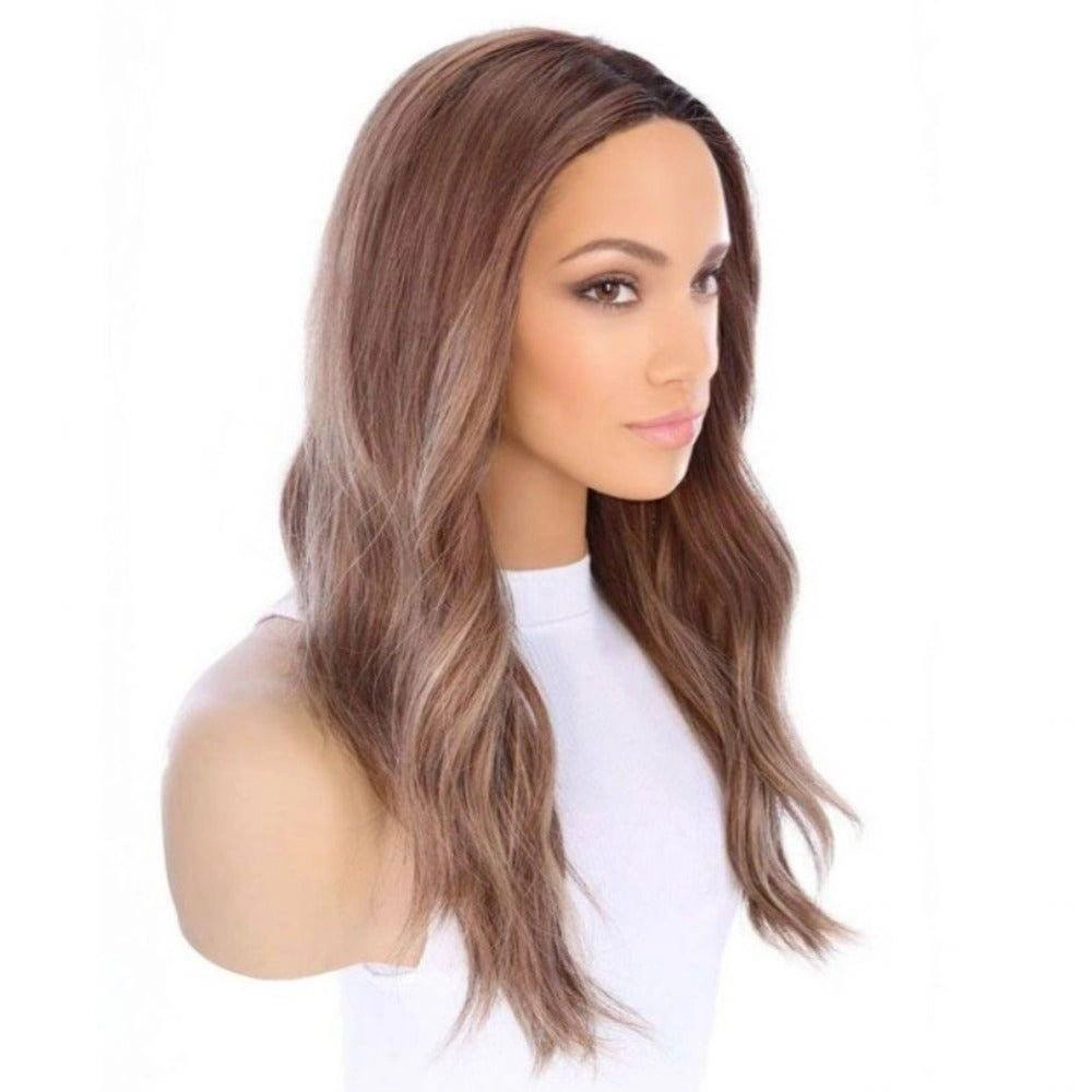 22" Ponytail Silk Part Wig Light Brown Babylight w/ Partial Rooting