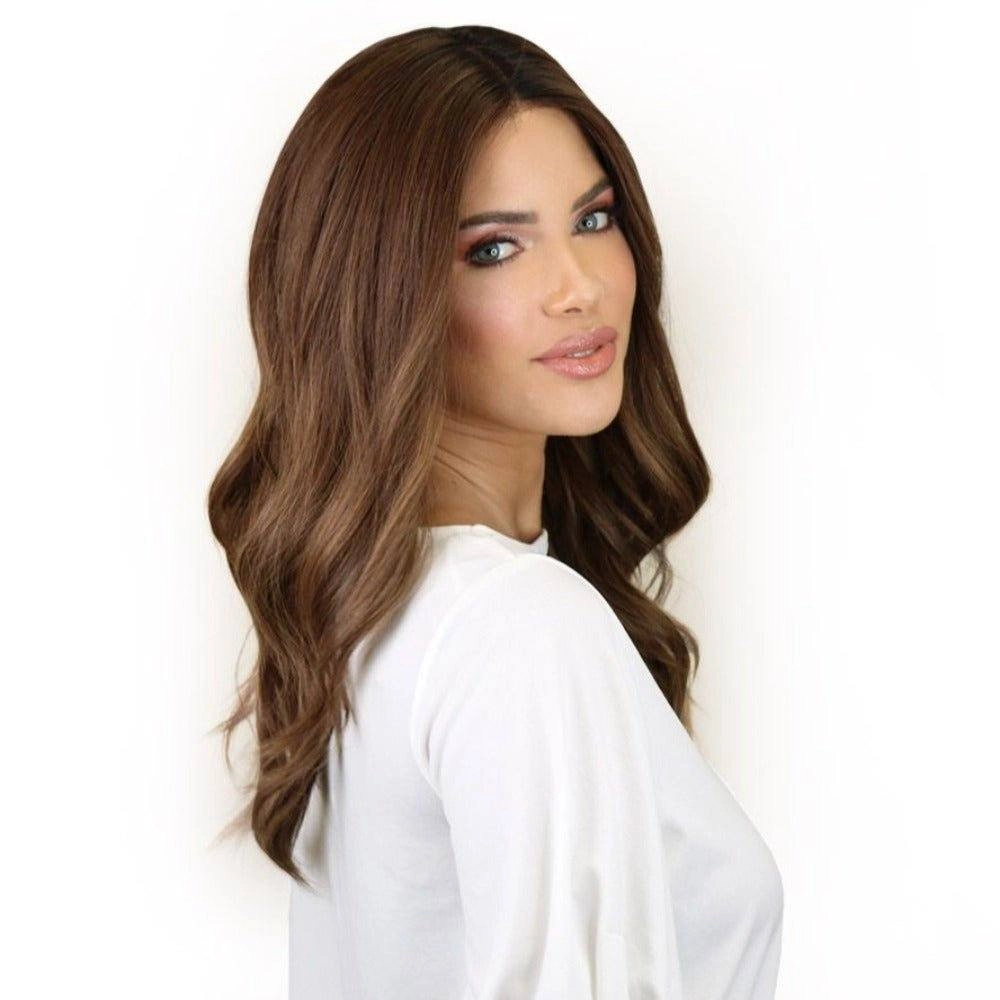22" Ponytail Silk Part Wig Light Brown Babylight w/ Partial Rooting
