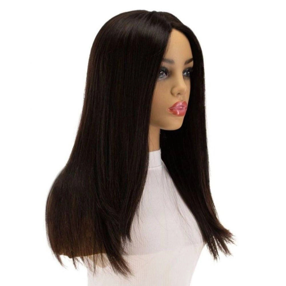 22" Ponytail Silk Part Wig Natural Black