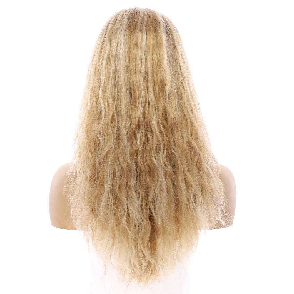 22" Ponytail Silk Top Wig Ash Blonde Wavy