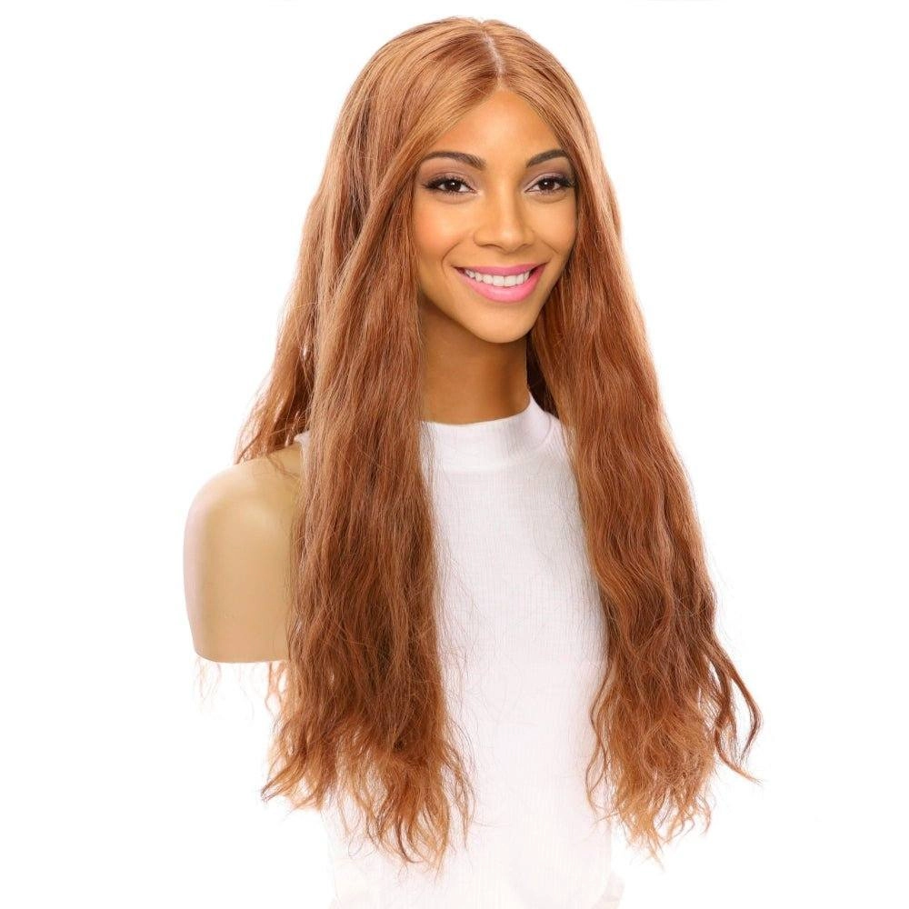 26" Ponytail Silk Top Wig Copper Wavy