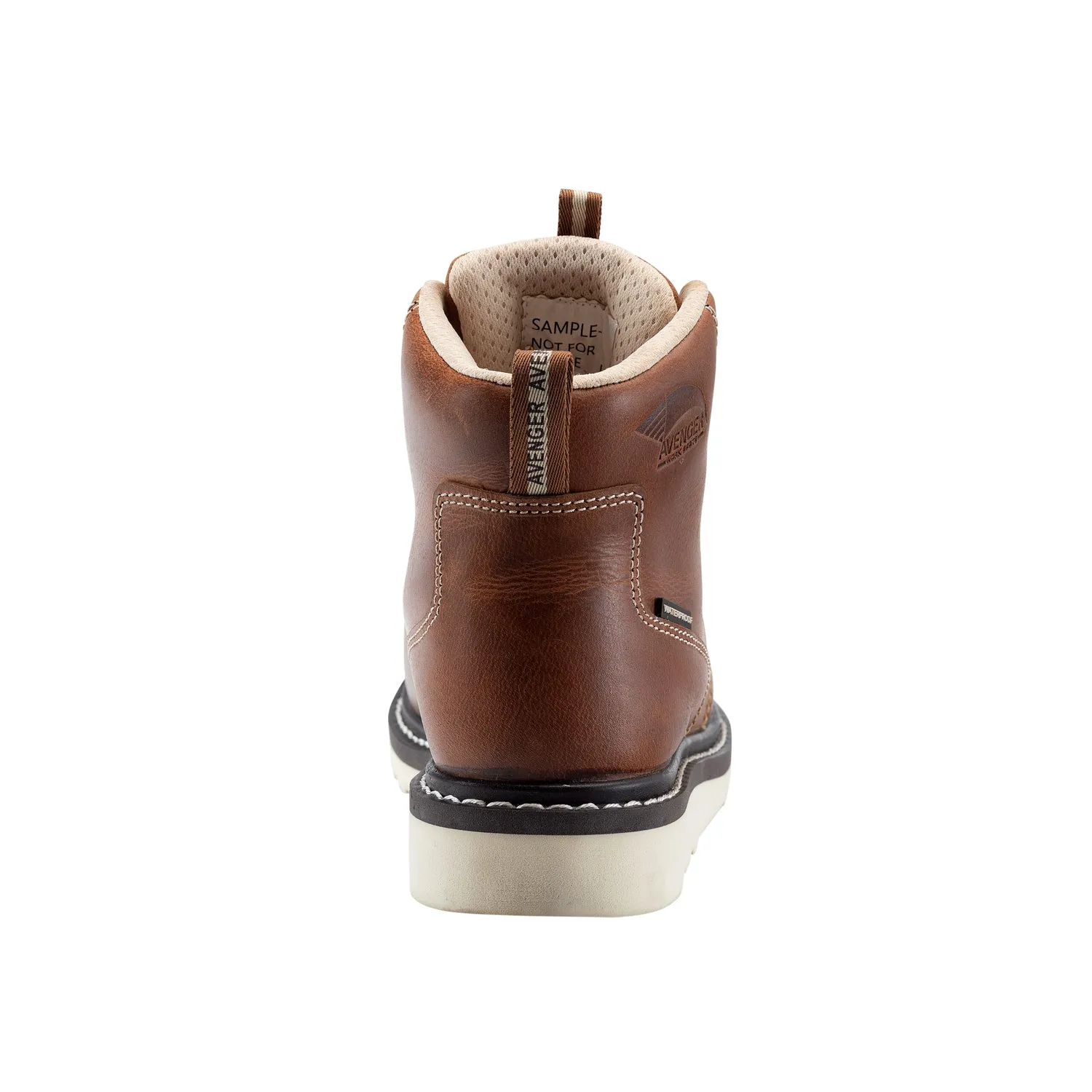 Avenger Womens Mid Wedge Brown Leather Work Boots 7.5 M