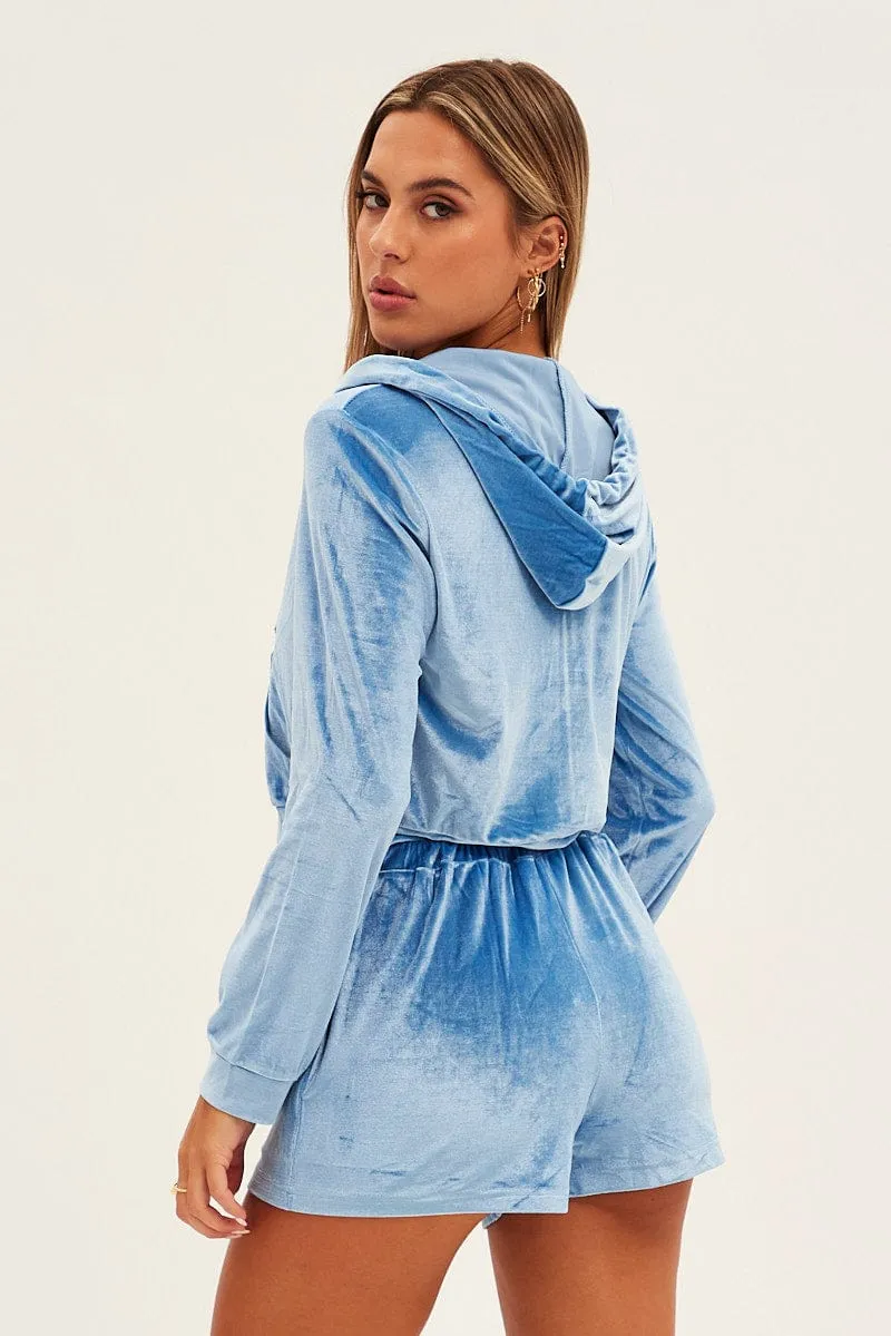 Blue Velvet Ruched Short