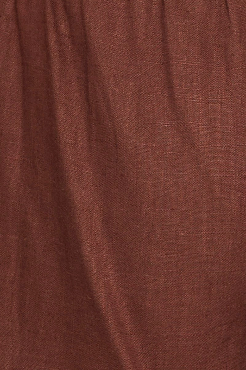 Brown Mini Shorts High Rise