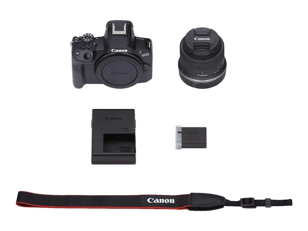 Canon EOS R50 - Digital camera - mirrorless - 24.2 MP - Full Frame - 4K / 30 fps - 2.5x optical zoom RF-S 18-45mm F4.5-6.3 IS 5811C012