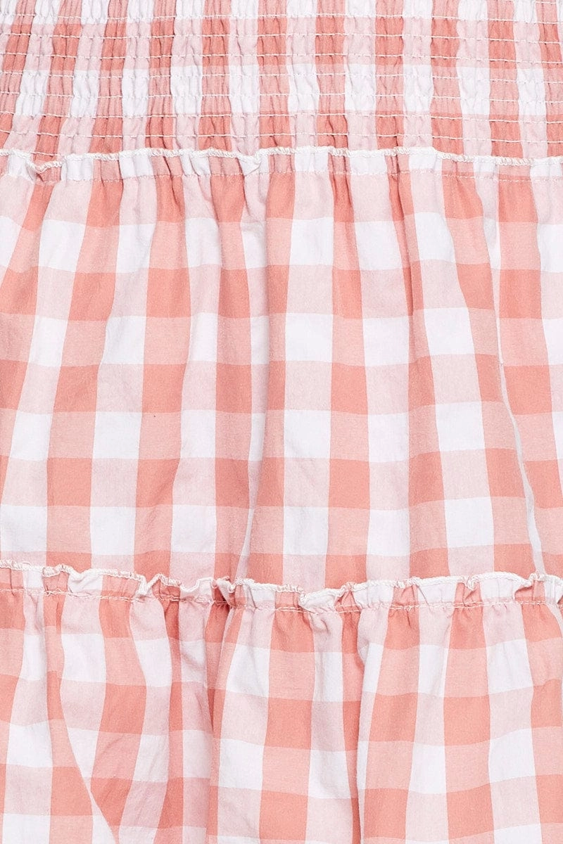 Check Flare Skirt Mini High Rise