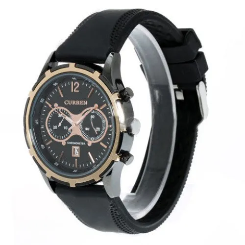 Curren Quartz Men's Watch with Dual Chronograph (Black 4.2cm Dial) - CUR100
