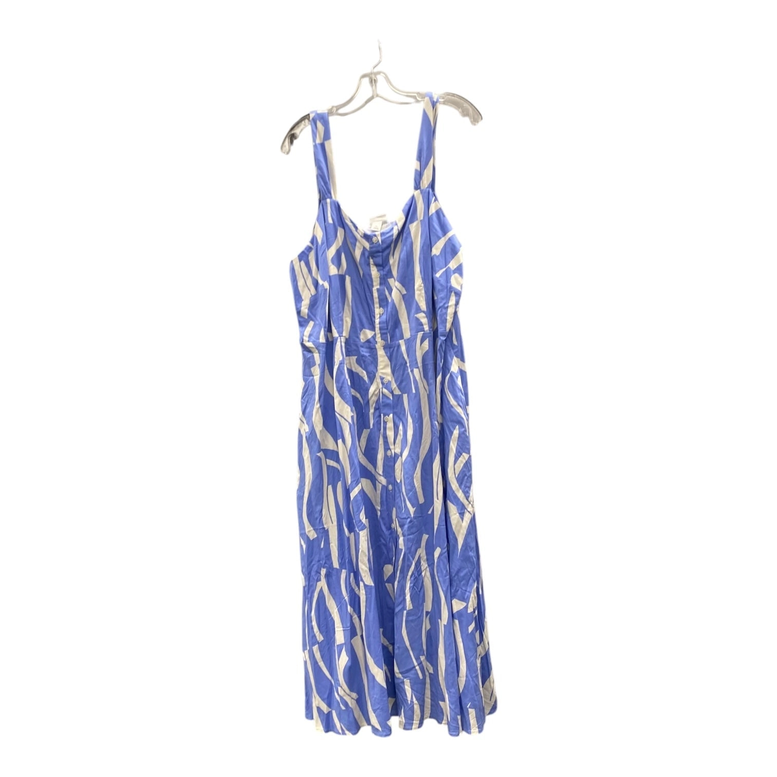 Dress Casual Midi By Ava & Viv In Blue & White, Size:1X
