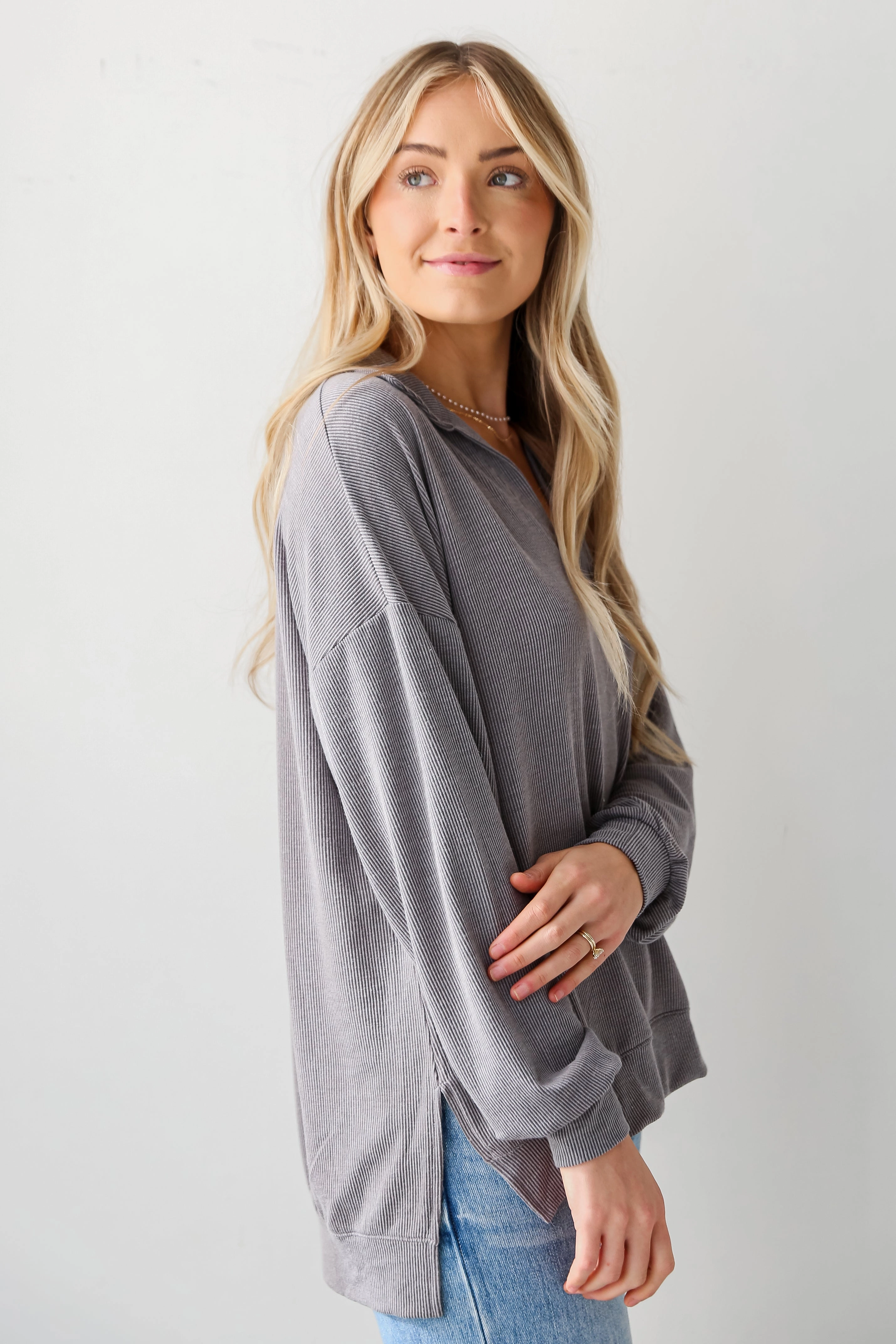 FINAL SALE - Now You Know Corded Collared Pullover