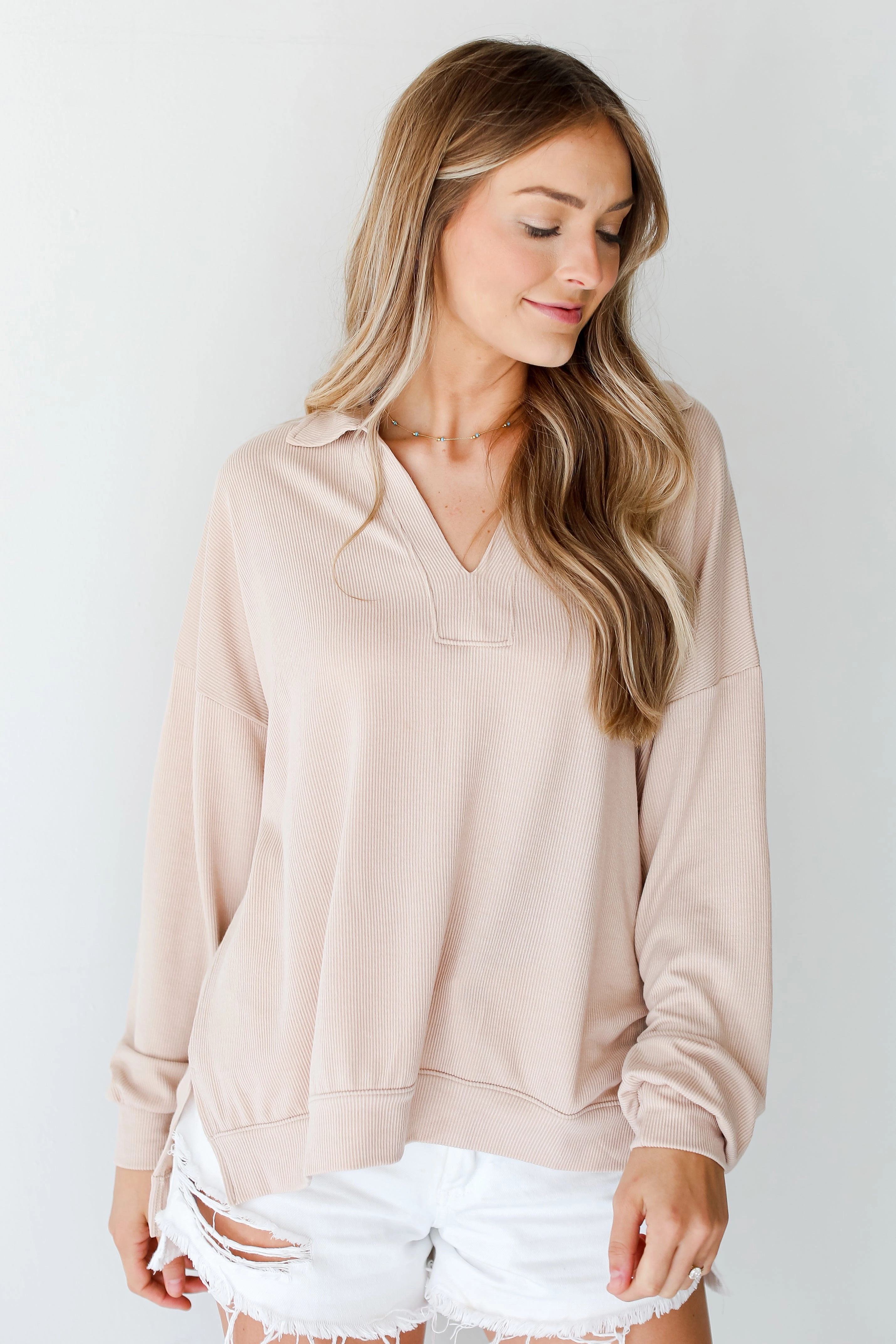 FINAL SALE - Now You Know Corded Collared Pullover