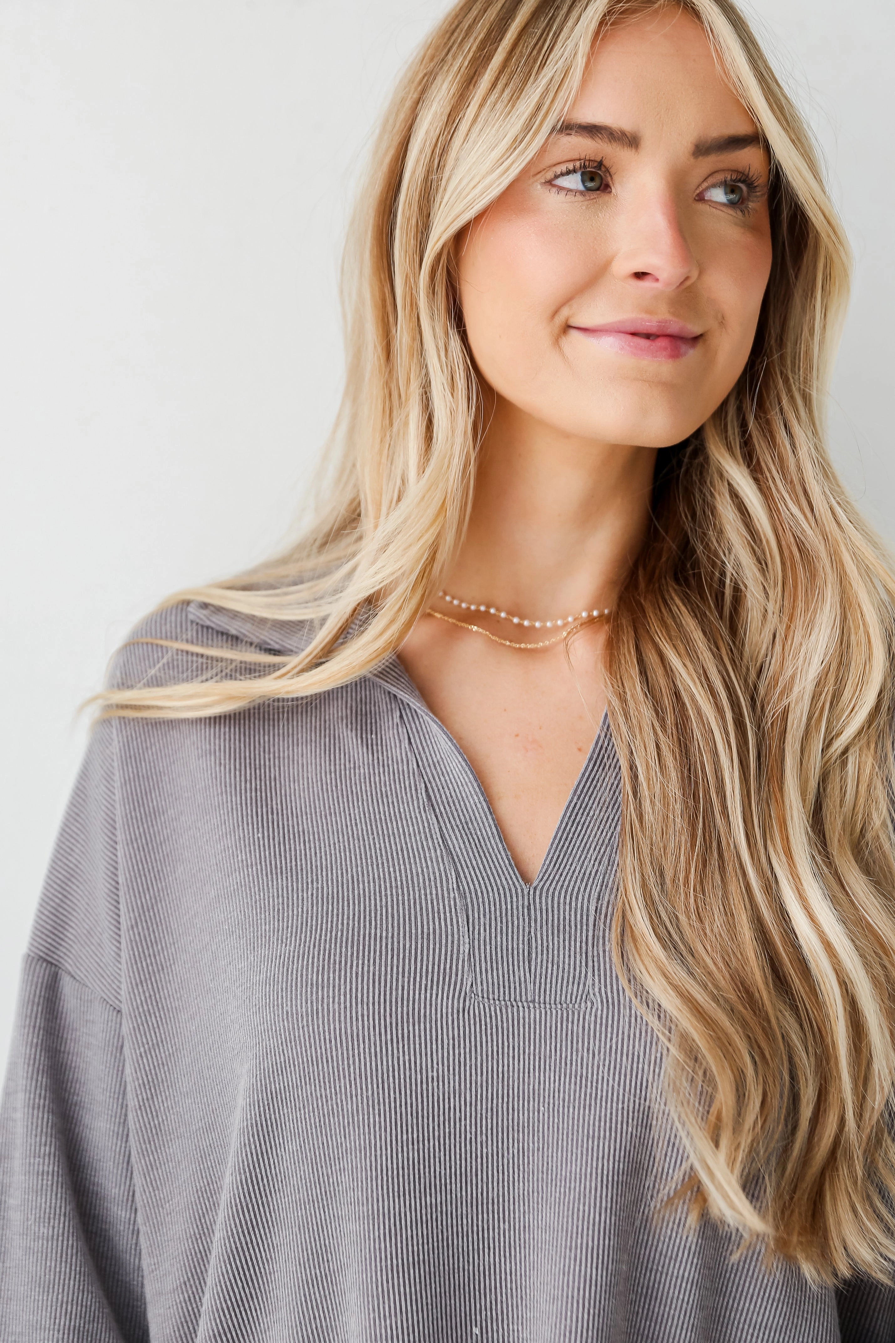 FINAL SALE - Now You Know Corded Collared Pullover