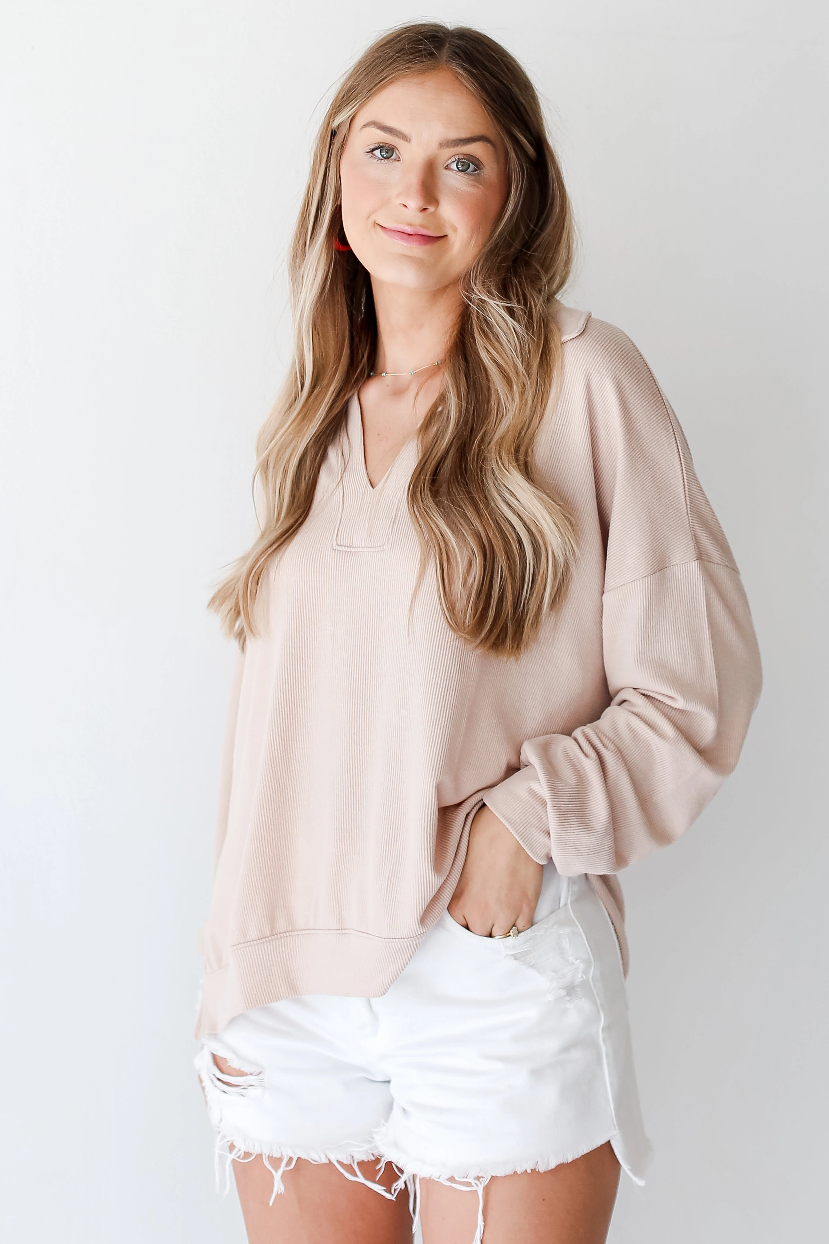 FINAL SALE - Now You Know Corded Collared Pullover