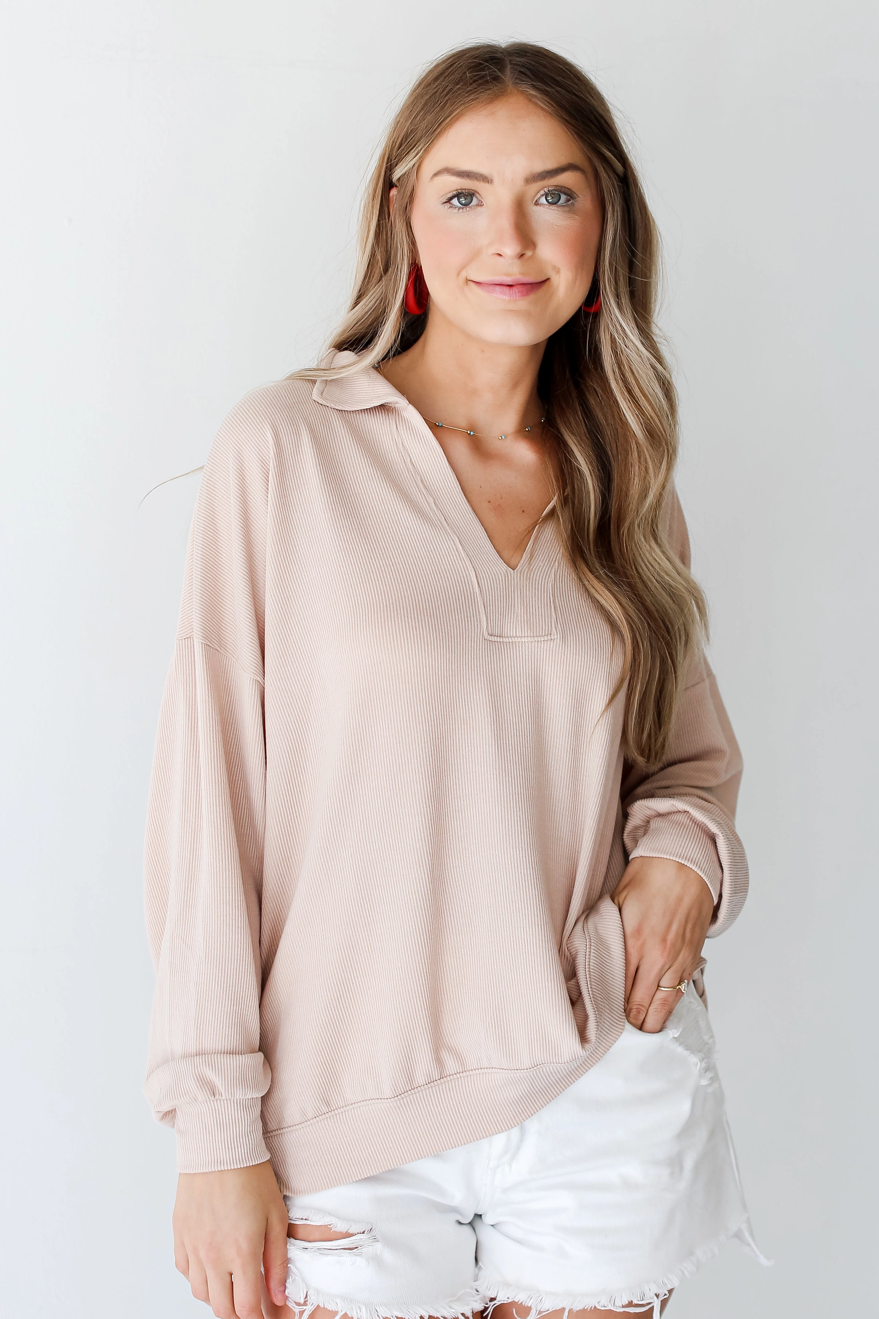 FINAL SALE - Now You Know Corded Collared Pullover