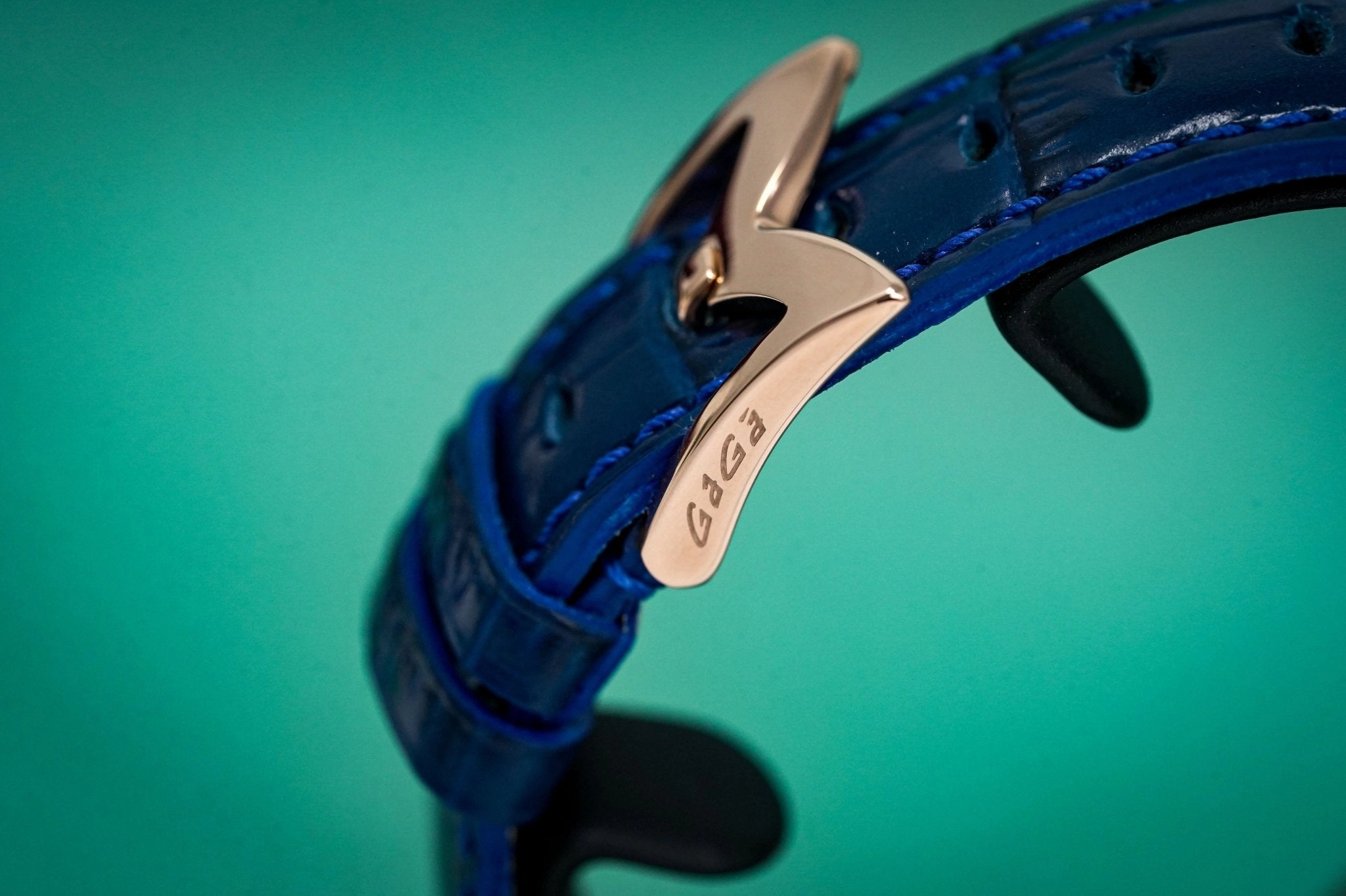 GaGà Milano Watch Hand Winding Manuale 48MM Rose Gold Blue