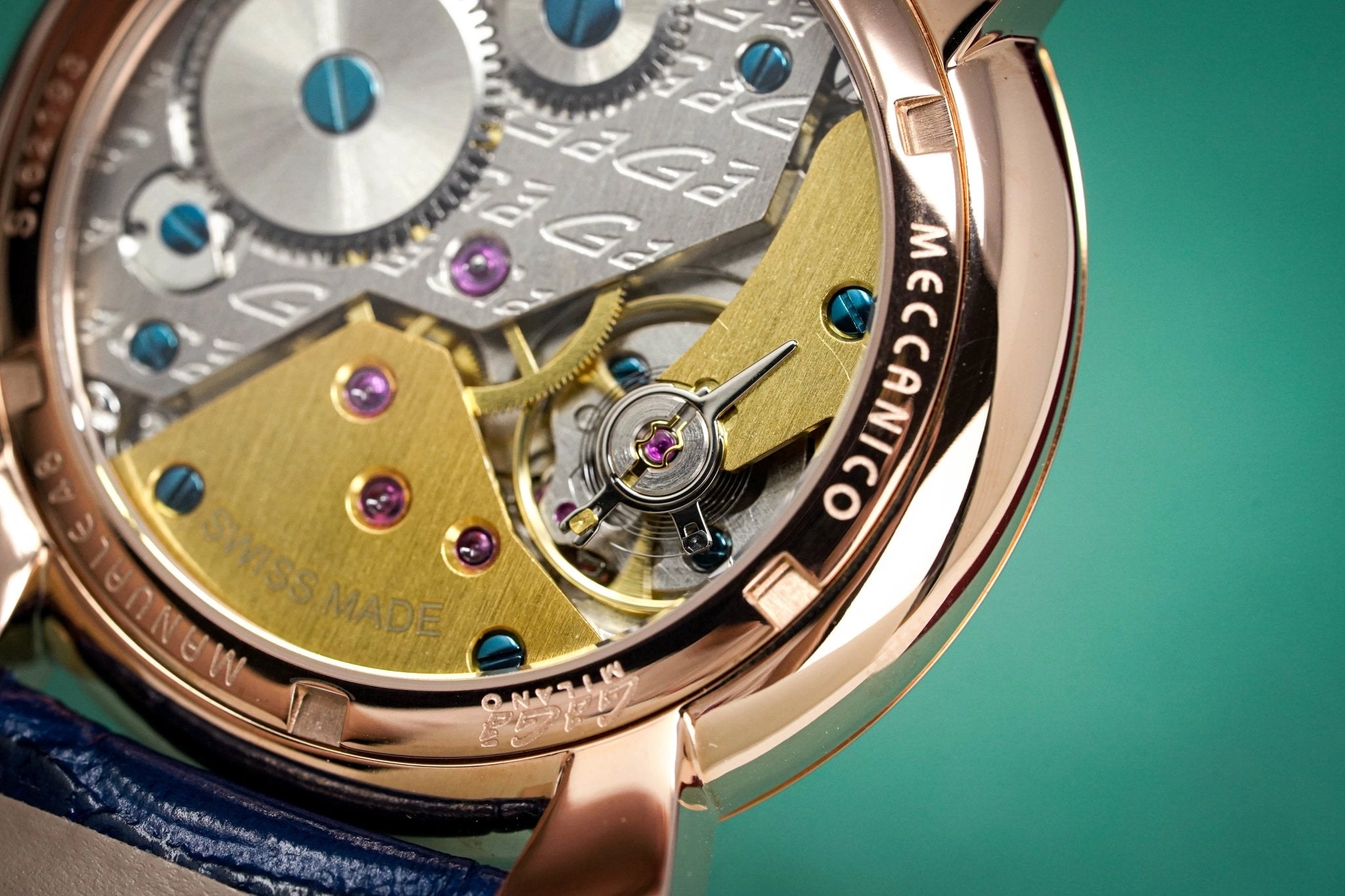GaGà Milano Watch Hand Winding Manuale 48MM Rose Gold Blue