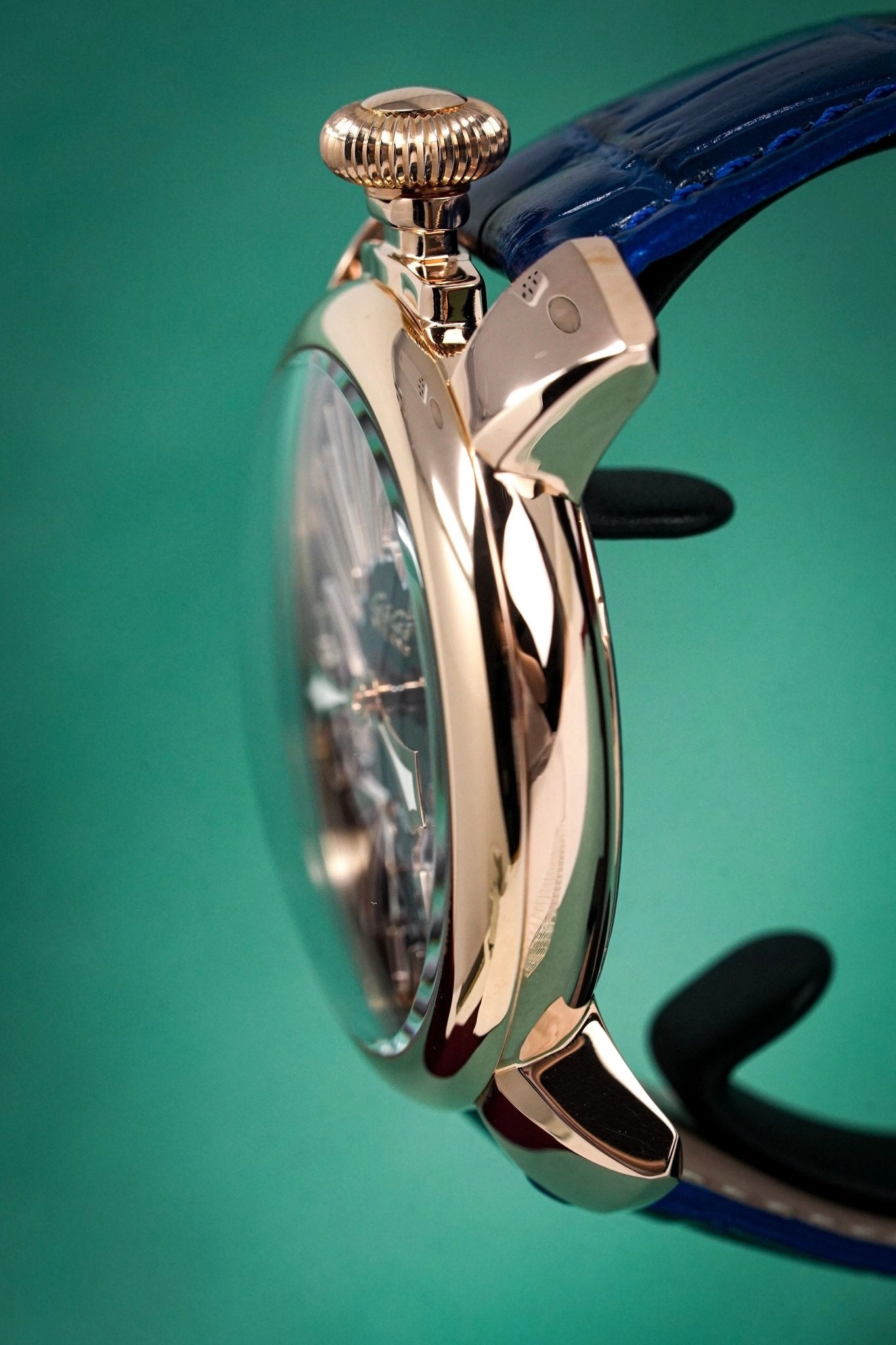 GaGà Milano Watch Hand Winding Manuale 48MM Rose Gold Blue