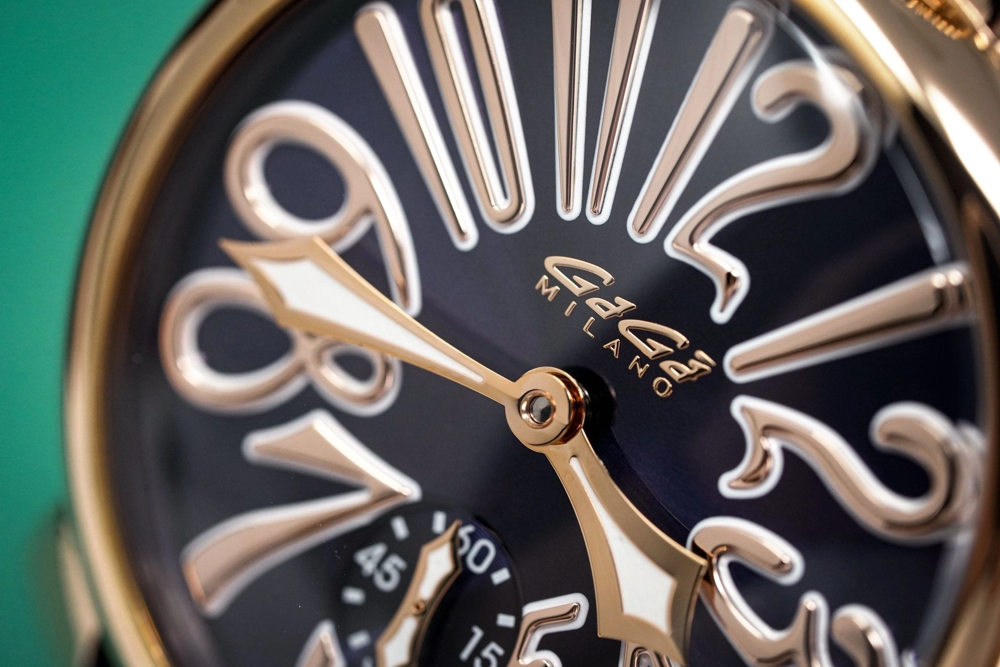 GaGà Milano Watch Hand Winding Manuale 48MM Rose Gold Blue