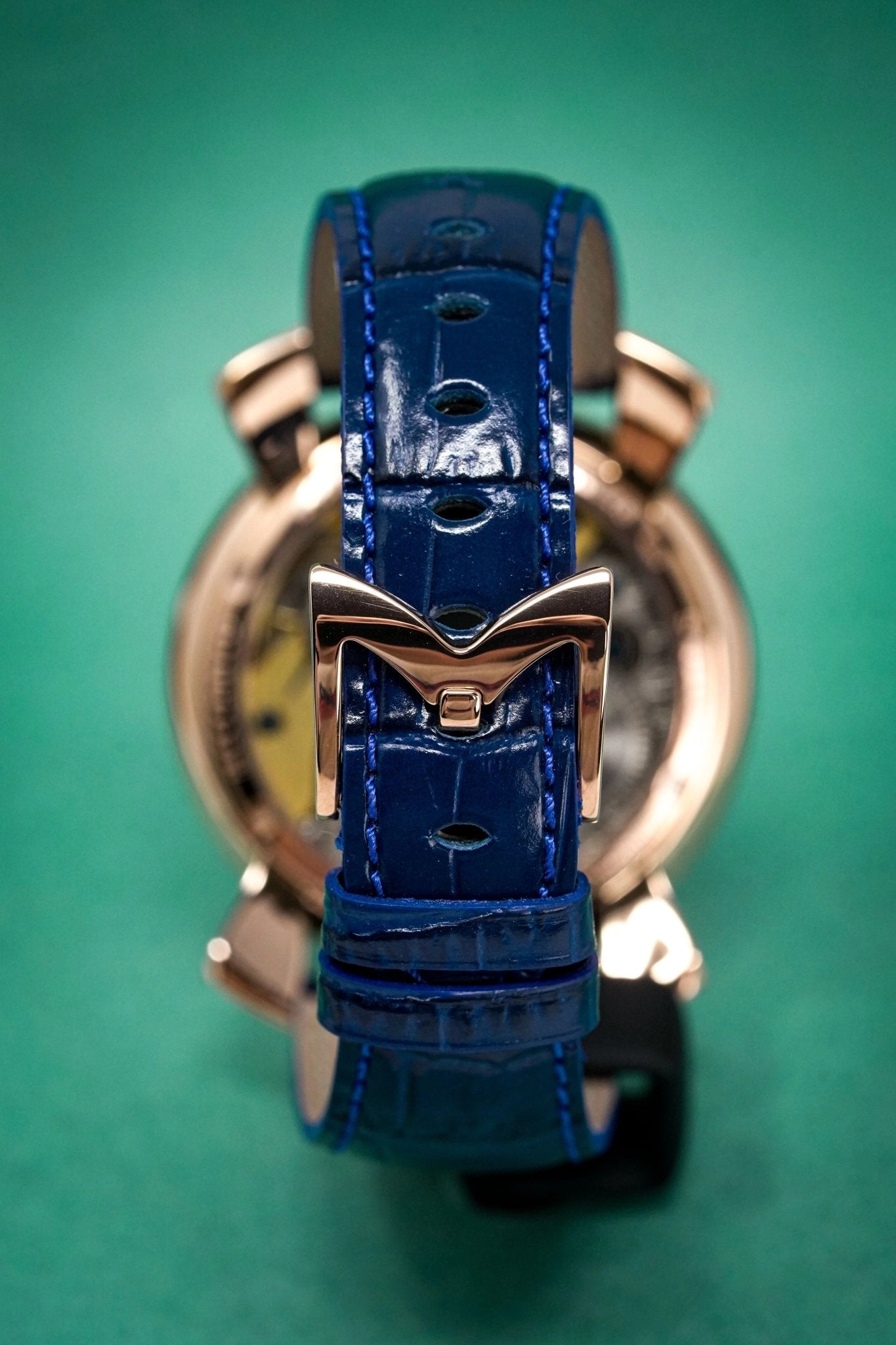 GaGà Milano Watch Hand Winding Manuale 48MM Rose Gold Blue