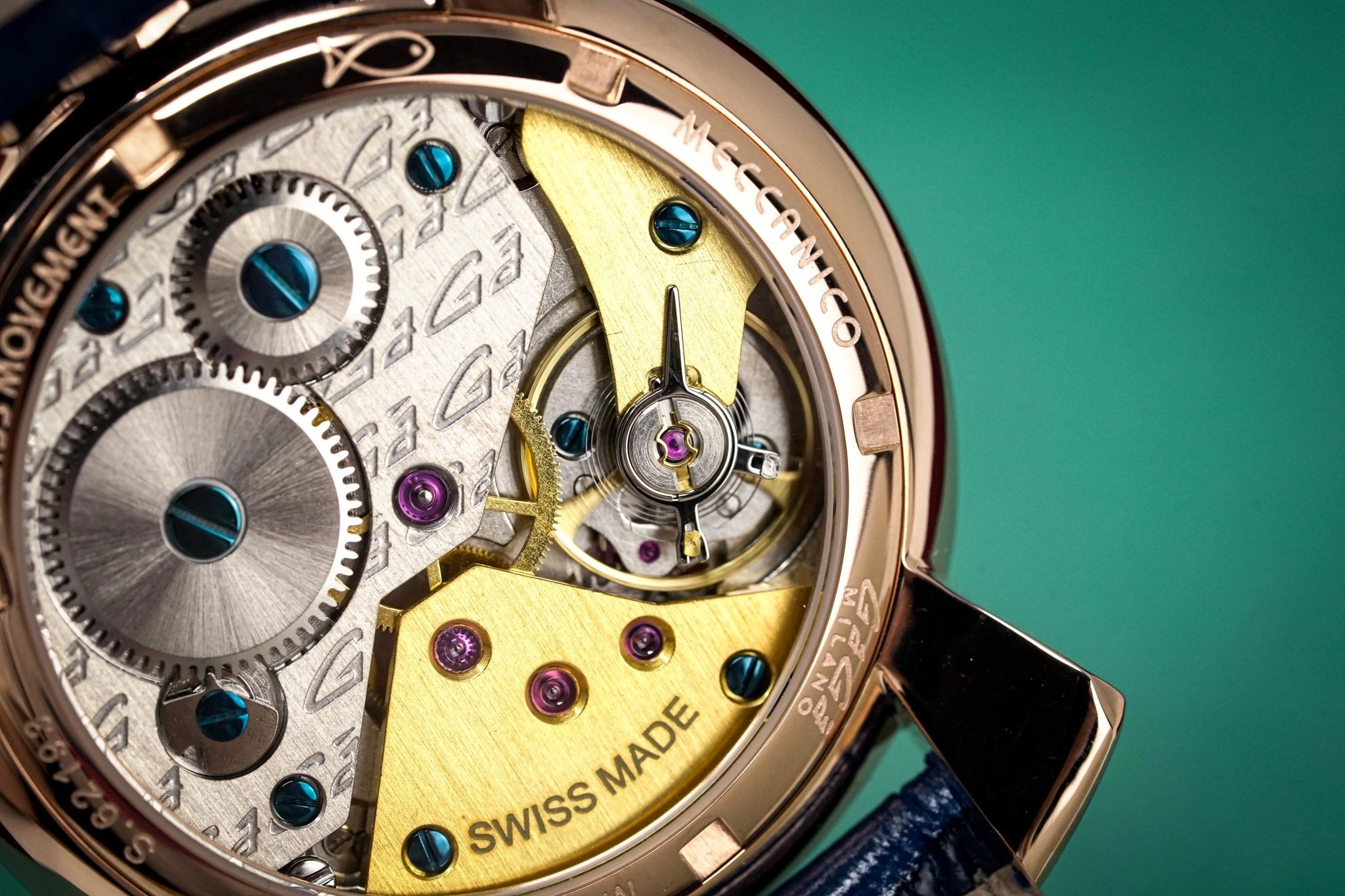 GaGà Milano Watch Hand Winding Manuale 48MM Rose Gold Blue
