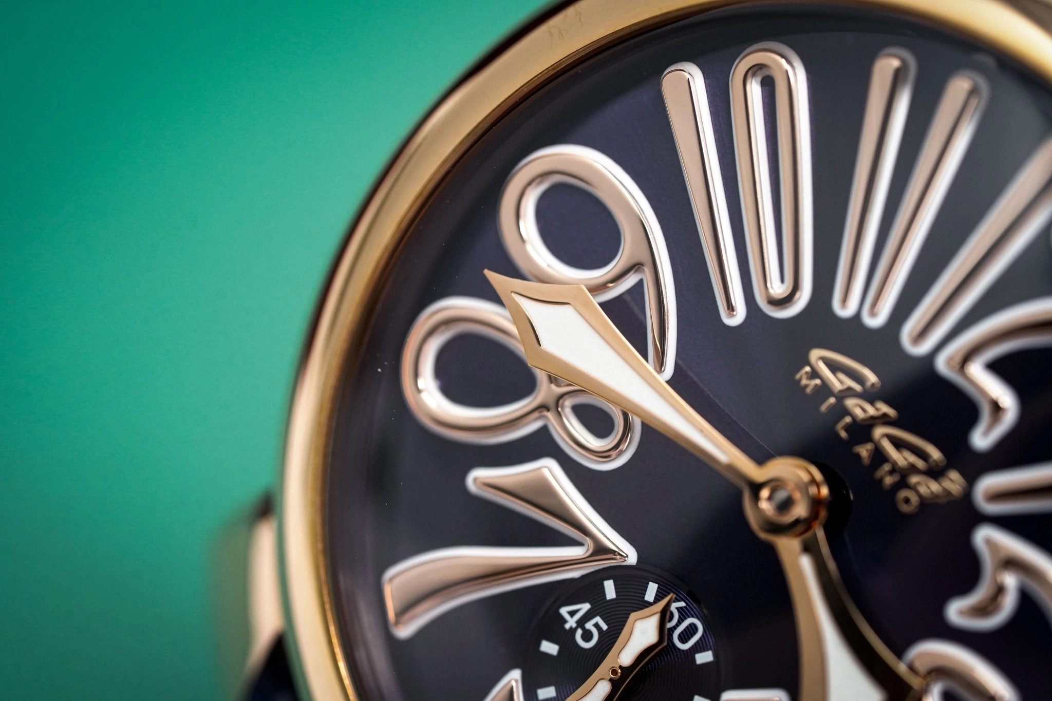 GaGà Milano Watch Hand Winding Manuale 48MM Rose Gold Blue