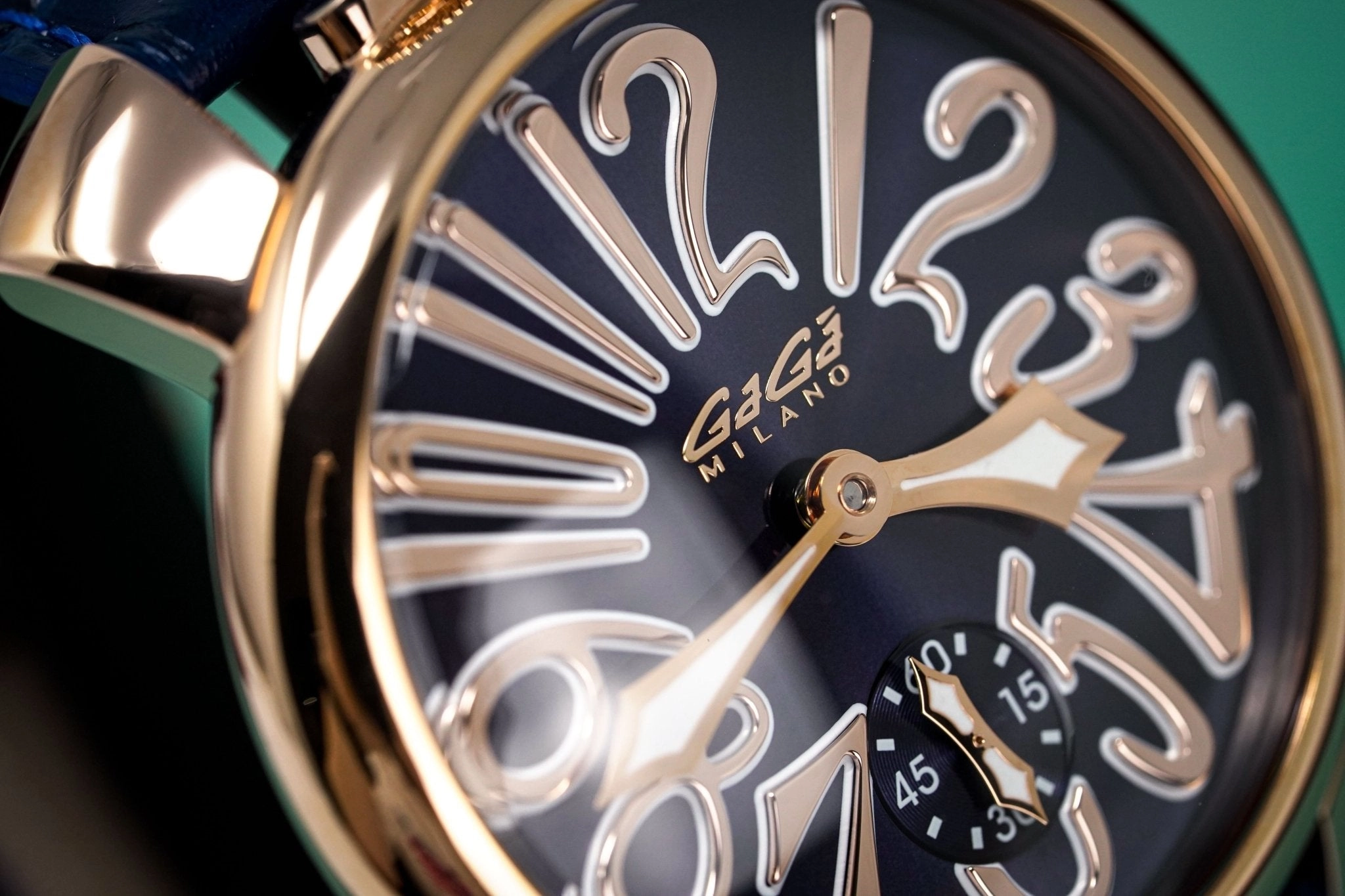 GaGà Milano Watch Hand Winding Manuale 48MM Rose Gold Blue