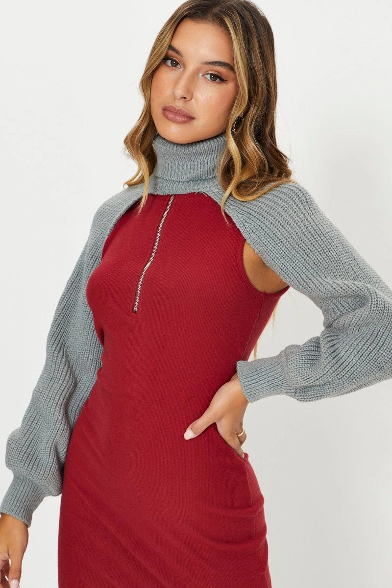 Grey Jumper Roll Neck