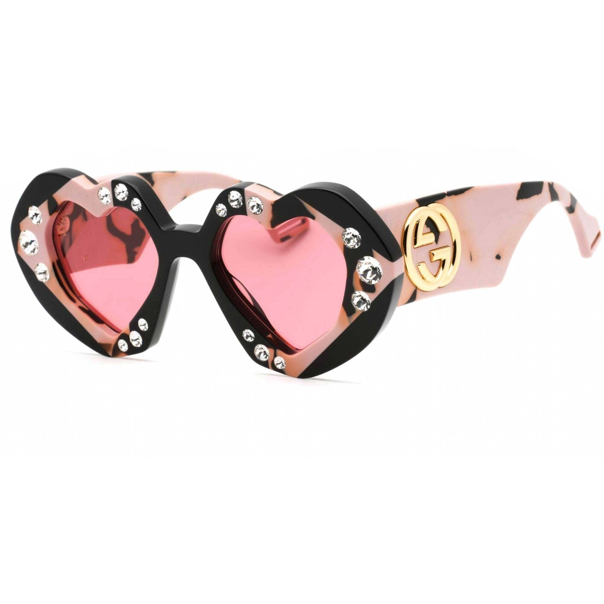 Gucci Women's Sunglasses - Black/Havana Heart Full Rim Plastic Frame | GG1329S 001