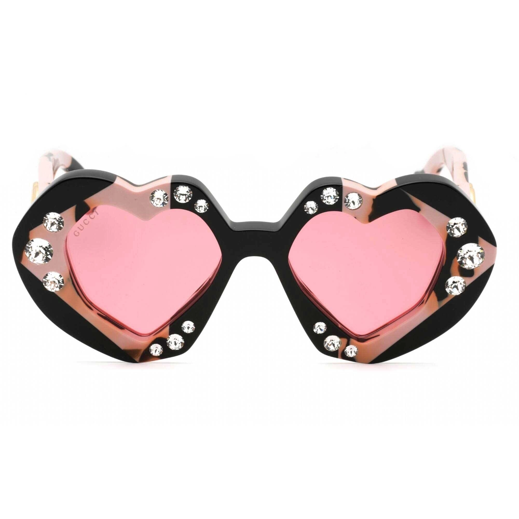 Gucci Women's Sunglasses - Black/Havana Heart Full Rim Plastic Frame | GG1329S 001
