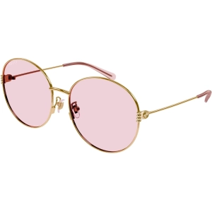 Gucci Women's Sunglasses - Gold Metal Round Full Rim Frame Pink Lens | GG1281SK 004