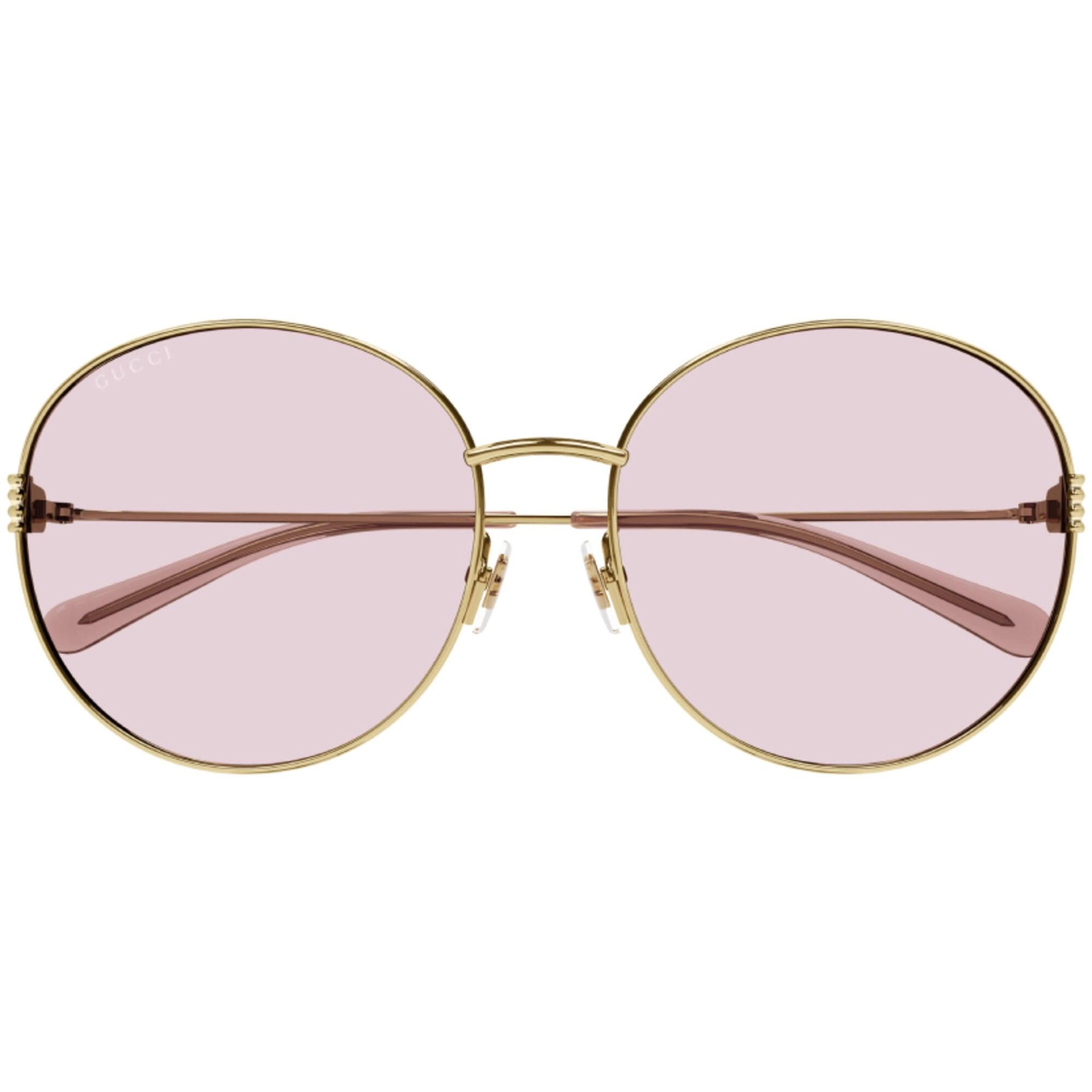 Gucci Women's Sunglasses - Gold Metal Round Full Rim Frame Pink Lens | GG1281SK 004