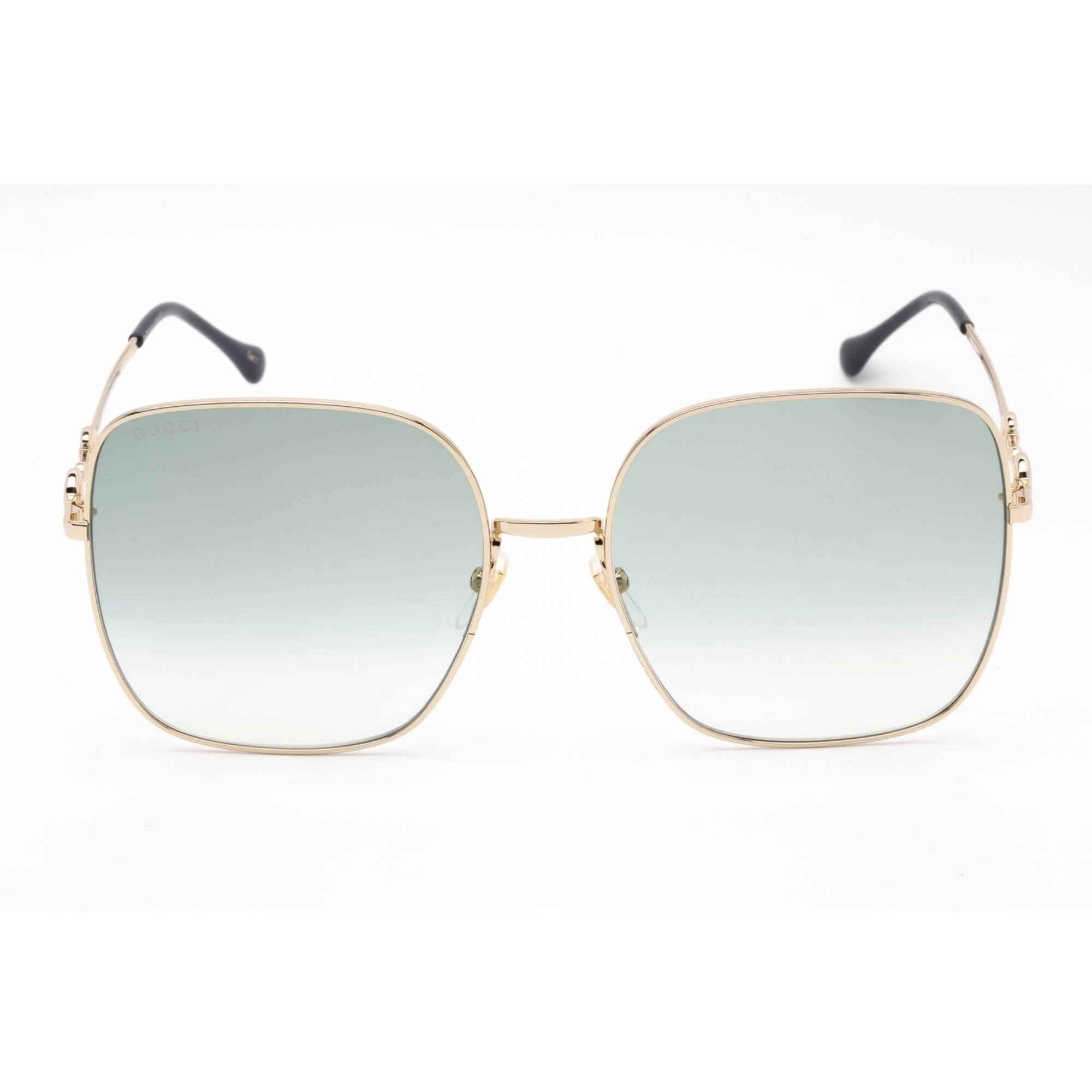 Gucci Women's Sunglasses - Gold Square Metal Full Rim Frame Green Lens | GG0879S 003