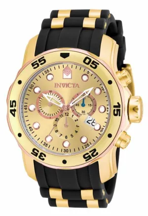 Invicta 17884 Men's Steel & Polyurethane Bracelet Pro Diver Chrono Gold Tone Dial Date Watch