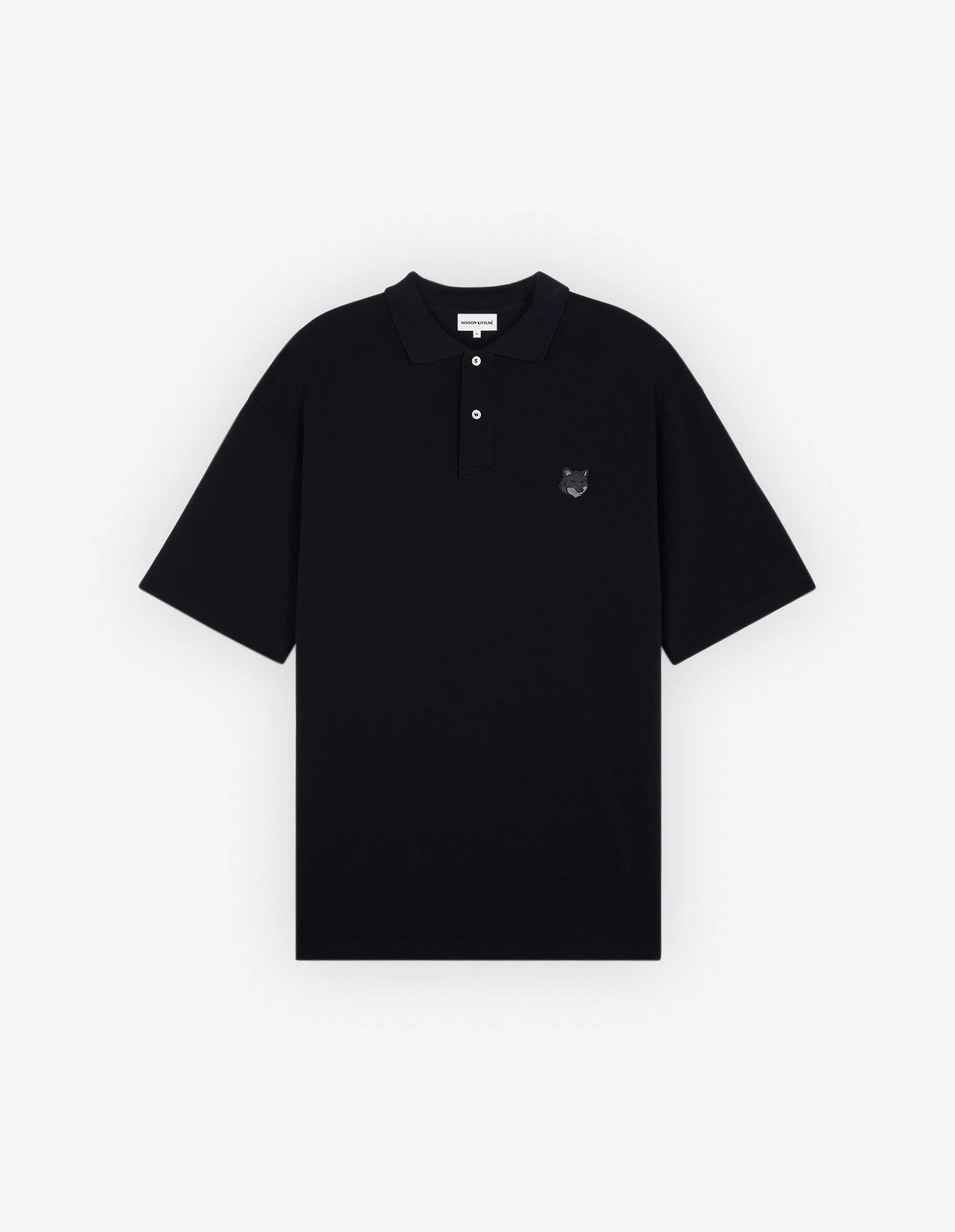 Men's Bold Fox Head Patch Oversize Polo Black