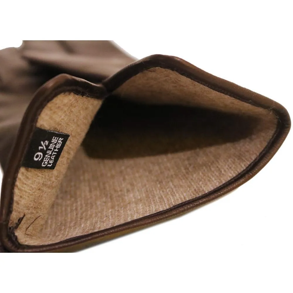 Men's Cashmere Lined Brown Leather Napoli Gloves