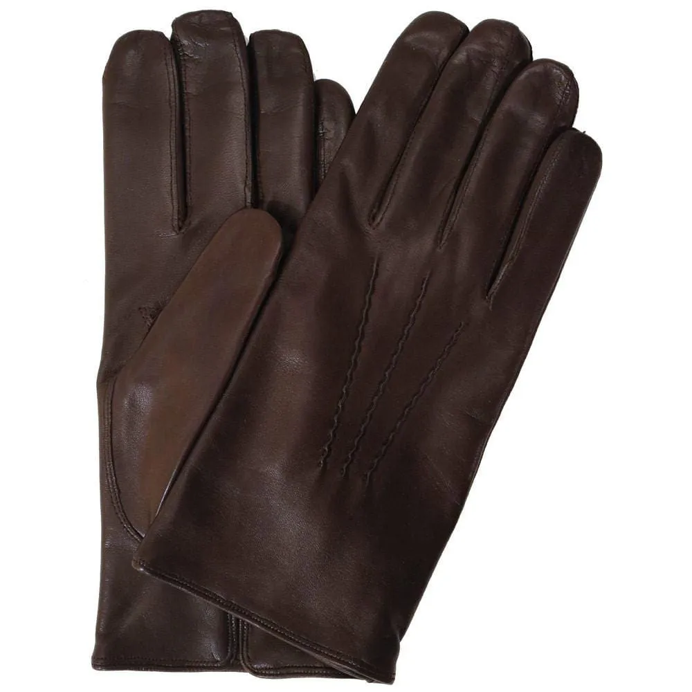 Men's Cashmere Lined Brown Leather Napoli Gloves