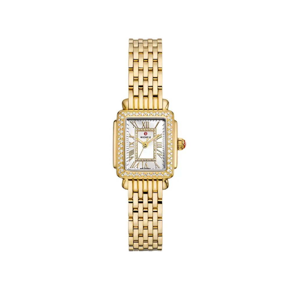 Michele Deco Madison Mini Diamond 18k Gold-Plated Watch