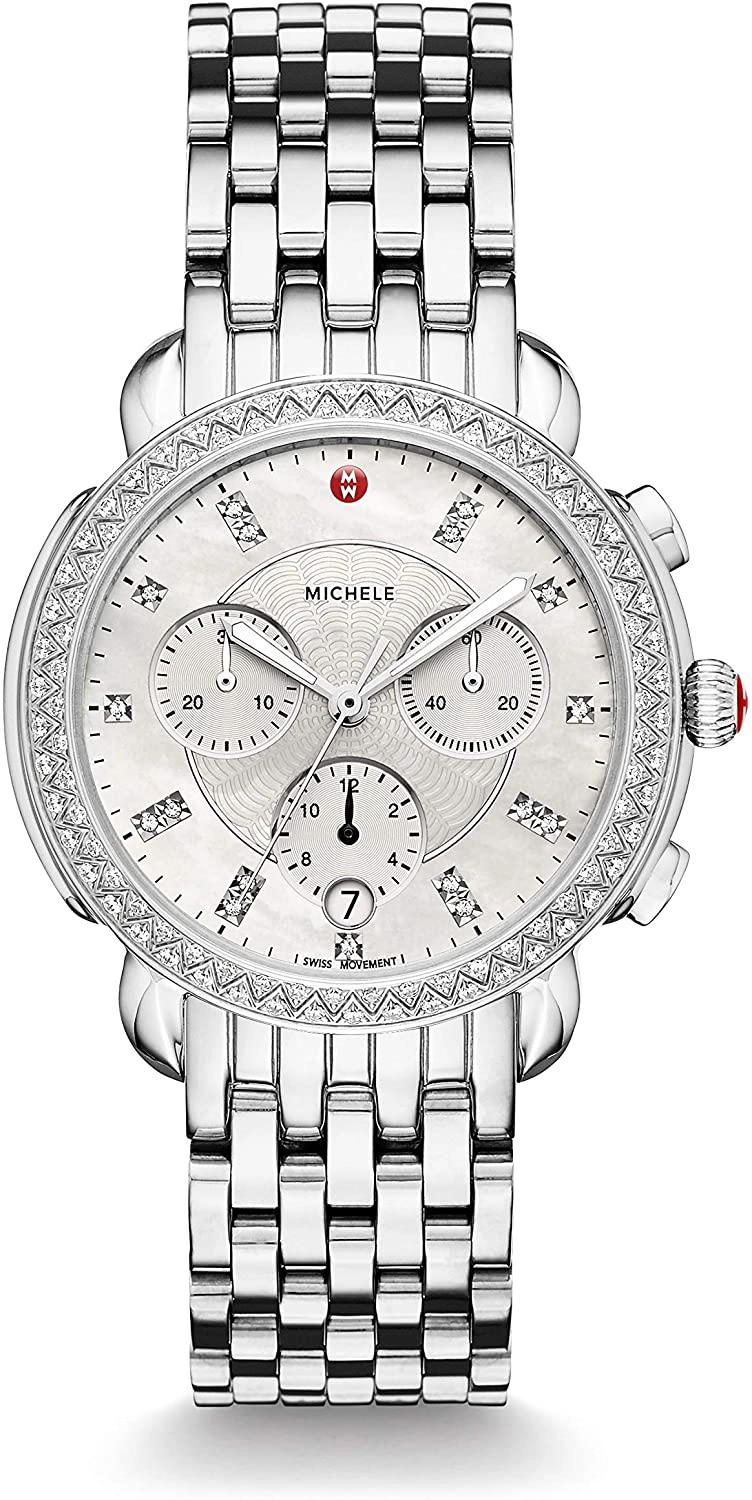 Michele Sidney Chronograph Stainless Steel Diamond Womens Watch MWW30A000001