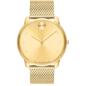 Movado Men's Watch - Bold Thin Gold Tone Dial Stainless Steel Mesh Bracelet | 3600903