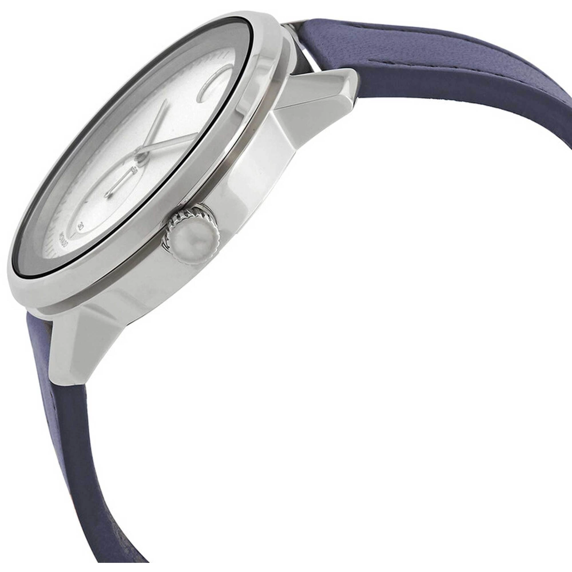 Movado Men's Watch - Bold Trend Quartz Silver Tone Dial Navy Leather Strap | 3600769
