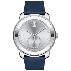 Movado Men's Watch - Bold Trend Quartz Silver Tone Dial Navy Leather Strap | 3600769